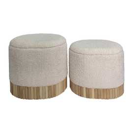 S/2 PUF BAÚL CREMA DM-TEJIDO 44 X 34 X 45 CM