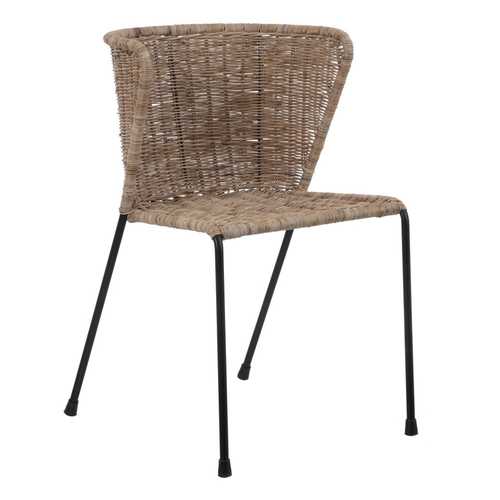 SILLA NATURAL-NEGRO FIBRA NATURAL-METAL 50 X 54 X 77 CM