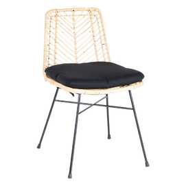 SILLA NATURAL-NEGRO RATÁN/METAL SALÓN 45 X 54 X 81 CM