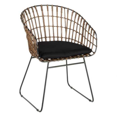 SILLA MARRÓN-NEGRO RATÁN/METAL SALÓN 56 X 54 X 79,50 CM