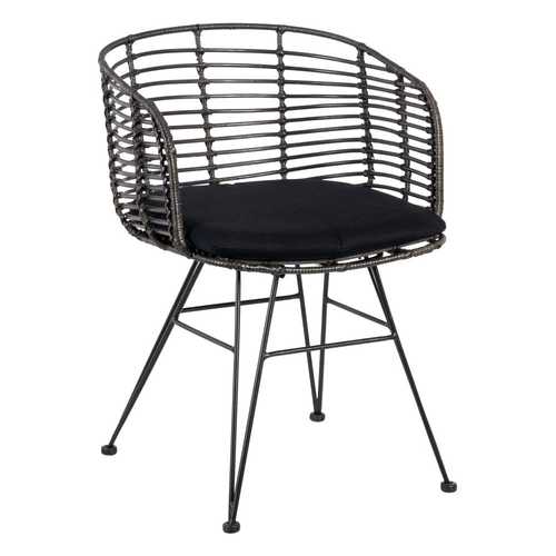 SILLA GRIS-NEGRO RATÁN/METAL SALÓN 53 X 58 X 76 CM