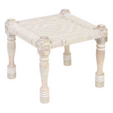 BANQUETA BLANCO CUERDA-MADERA 46 X 46 X 40 CM BANQUETA BLANCO CUERDA-MADERA 46 X 46 X 40 CM