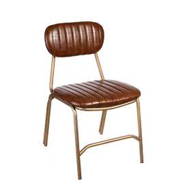 SILLA MARRÓN-ORO PU/METAL SALÓN 44 X 55 X 73 CM