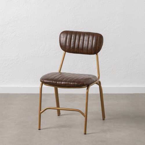 SILLA MARRÓN-ORO PU/METAL SALÓN 44 X 55 X 73 CM