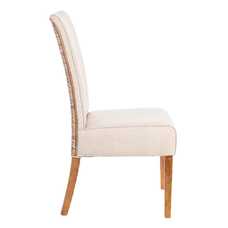 SILLA BEIGE-GRIS FIBRA NATURAL Y TELA 46 X 62 X 100 CM SILLA BEIGE-GRIS FIBRA NATURAL Y TELA 46 X 62 X 100 CM