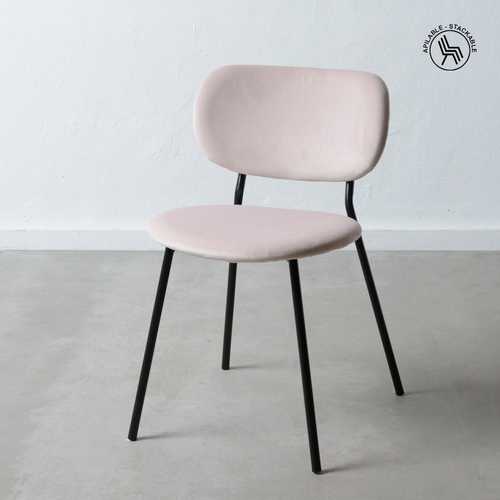 SILLA TERCIOPELO ROSA TEJIDO-METAL 46 X 49 X 75 CM