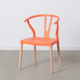 SILLA NARANJA PP-MADERA 46 X 42 X 78,50 CM