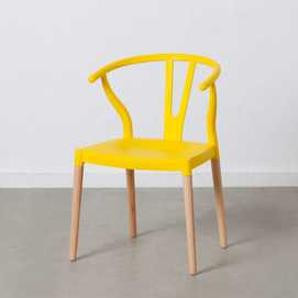 SILLA AMARILLO PP-MADERA 46 X 42 X 78,50 CM