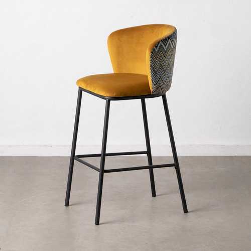 TABURETE GEOMÉTRICO MOSTAZA TEJIDO-METAL 53 X 54 X 98 CM