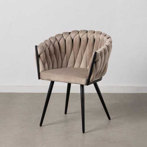 SILLA BEIGE-NEGRO TEJIDO-METAL SALÓN 62 X 59 X 77 CM