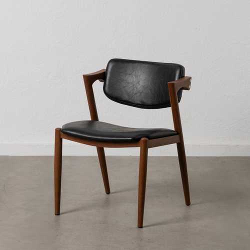 SILLA NEGRO-MARRÓN PU/METAL SALÓN 56 X 52 X 72 CM