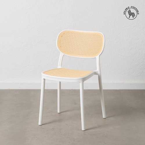 SILLA BEIGE-BLANCO POLIPROPILENO SALÓN 53,80 X 47,50 X 78 CM
