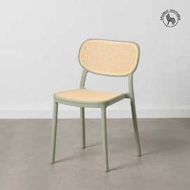 SILLA BEIGE-VERDE POLIPROPILENO SALÓN 53,80 X 47,50 X 78 CM