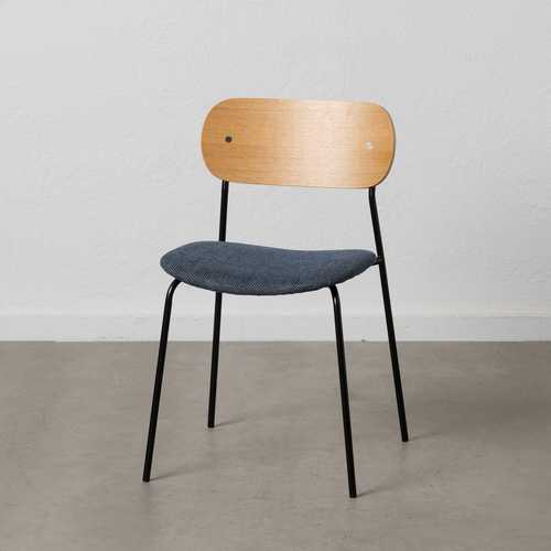 SILLA NATURAL-AZUL TEJIDO-METAL SALÓN 49 X 53 X 80 CM