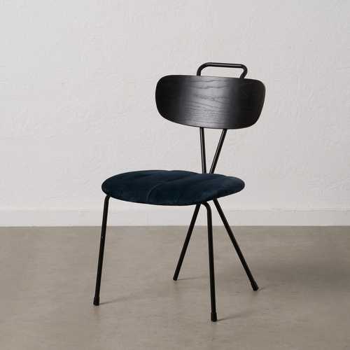 SILLA AZUL TEJIDO-METAL DECORACIÓN 47,50 X 61 X 85 CM