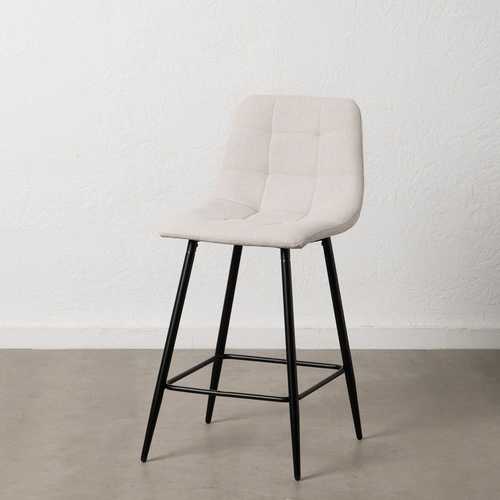 TABURETE CREMA TEJIDO-METAL SALÓN 45 X 55 X 92 CM