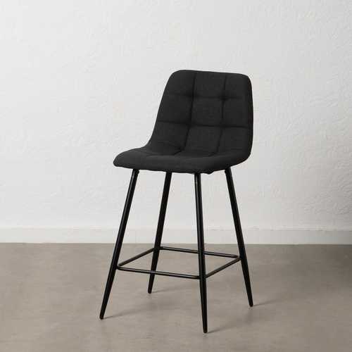 TABURETE NEGRO TEJIDO-METAL SALÓN 45 X 55 X 92 CM