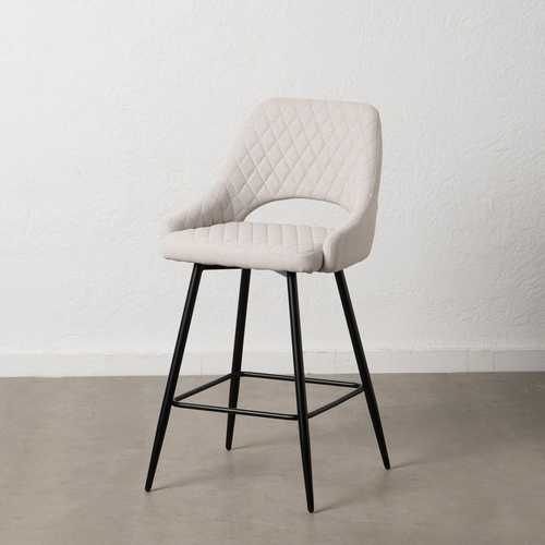 TABURETE CREMA TEJIDO-METAL SALÓN 50 X 55 X 95 CM