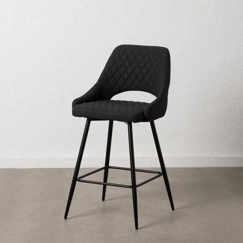 TABURETE NEGRO TEJIDO-METAL SALÓN 50 X 55 X 95 CM