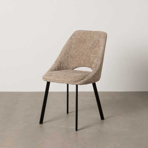 SILLA BEIGE TEJIDO-METAL SALÓN 48 X 61 X 85 CM