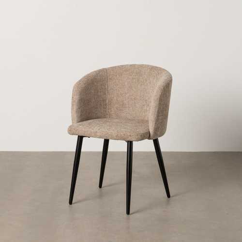 SILLA BEIGE TEJIDO-METAL SALÓN 53 X 53 X 77 CM