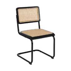 SILLA NEGRO-NATURAL MADERA-RATÁN SALÓN 46 X 53 X 82,50 CM SILLA NEGRO-NATURAL MADERA-RATÁN SALÓN 46 X 53 X 82,50 CM