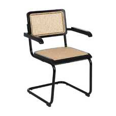 SILLA NEGRO-NATURAL MADERA-RATÁN SALÓN 61,50 X 53 X 82,50 CM SILLA NEGRO-NATURAL MADERA-RATÁN SALÓN 61,50 X 53 X 82,50 CM