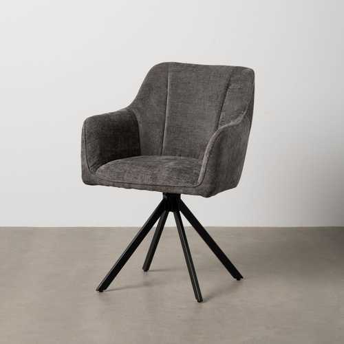SILLA BRAZOS GRIS OSCURO TEJIDO-METAL 58 X 58 X 83 CM