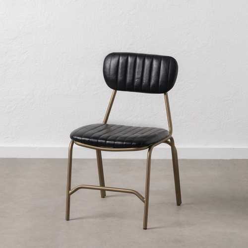 SILLA NEGRO-ORO PU/METAL SALÓN 44 X 55 X 73 CM