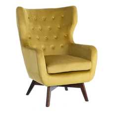 SILLÓN TERCIOPELO MOSTAZA TEJIDO-MADERA 75 X 83 X 103 CM