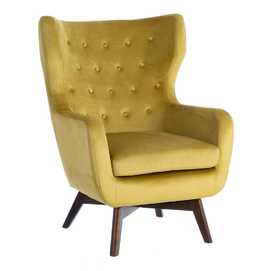 SILLÓN TERCIOPELO MOSTAZA TEJIDO-MADERA 75 X 83 X 103 CM