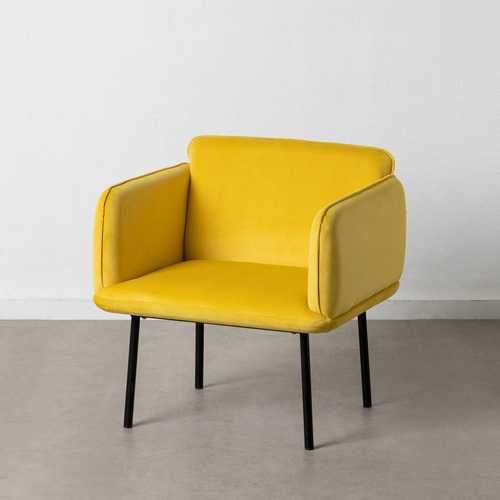 SILLÓN TERCIOPELO AMARILLO TEJIDO-METAL 76 X 64 X 77 CM