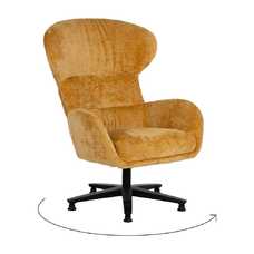 SILLÓN GIRATORIO MOSTAZA TEJIDO-METAL 78 X 84,50 X 104,50 CM