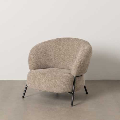 SILLÓN BEIGE TEJIDO-METAL SALÓN 84 X 84 X 70 CM