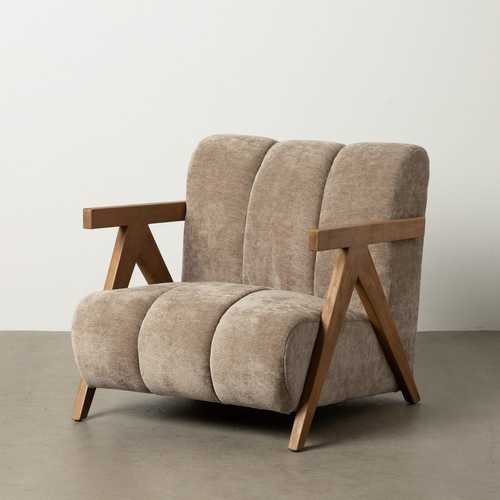 SILLÓN TAUPE MADERA DE ABEDUL SALÓN 76,50 X 87 X 72,50 CM