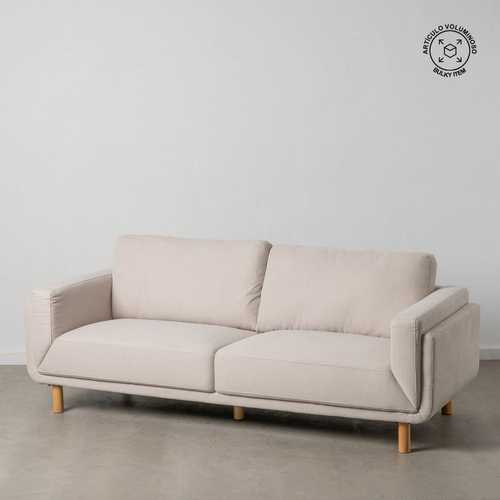 SOFÁ 3 PLAZAS BEIGE TEJIDO-MADERA SALÓN 216 X 90 X 82 CM