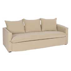 SOFÁ 3 PLAZAS BEIGE TEJIDO-MADERA 220 X 95 X 90 CM