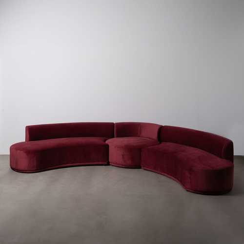 SOFÁ 3 PIEZAS BURDEOS TEJIDO SALÓN 405 X 112 X 70 CM
