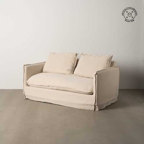 SOFÁ 2 PLAZAS CREMA TEJIDO-MADERA 160 X 95 X 85 CM