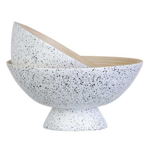 BOWL NATURAL-BLANCO BAMBÚ DECORACIÓN 25 X 25 X 11 CM