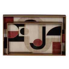 S/2 BANDEJAS ABSTRACTO PVC-ESPEJO 45 X 31 X 4,20 CM S/2 BANDEJAS ABSTRACTO PVC-ESPEJO 45 X 31 X 4,20 CM