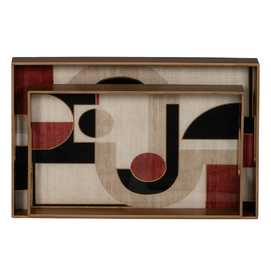 S/2 BANDEJAS ABSTRACTO PVC-ESPEJO 45 X 31 X 4,20 CM