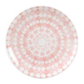 PLATO POSTRE ROSA-BLANCO PORCELANA 19,50 X 19,50 X 2 CM