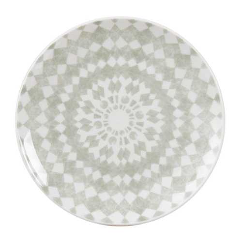 PLATO POSTRE VERDE-BLANCO PORCELANA 19,50 X 19,50 X 2 CM