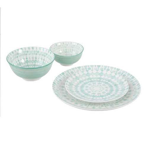 PLATO LLANO TURQUESA-BLANCO PORCELANA 27 X 27 X 2,50 CM