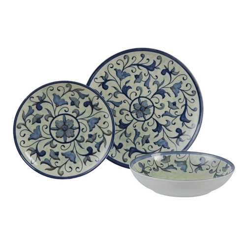 PLATO POSTRE AZUL-BLANCO PORCELANA 20 X 20 X 2,50 CM