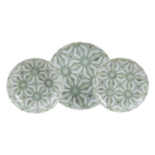 PLATO POSTRE VERDE-BLANCO PORCELANA 20 X 20 X 2,50 CM