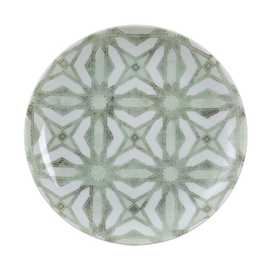 PLATO POSTRE VERDE-BLANCO PORCELANA 20 X 20 X 2,50 CM