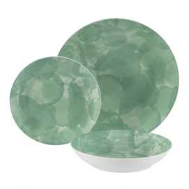 PLATO POSTRE VERDE PORCELANA COCINA 20 X 20 X 2 CM