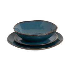 PLATO LLANO AZUL STONEWARE COCINA 26 X 26 X 3 CM